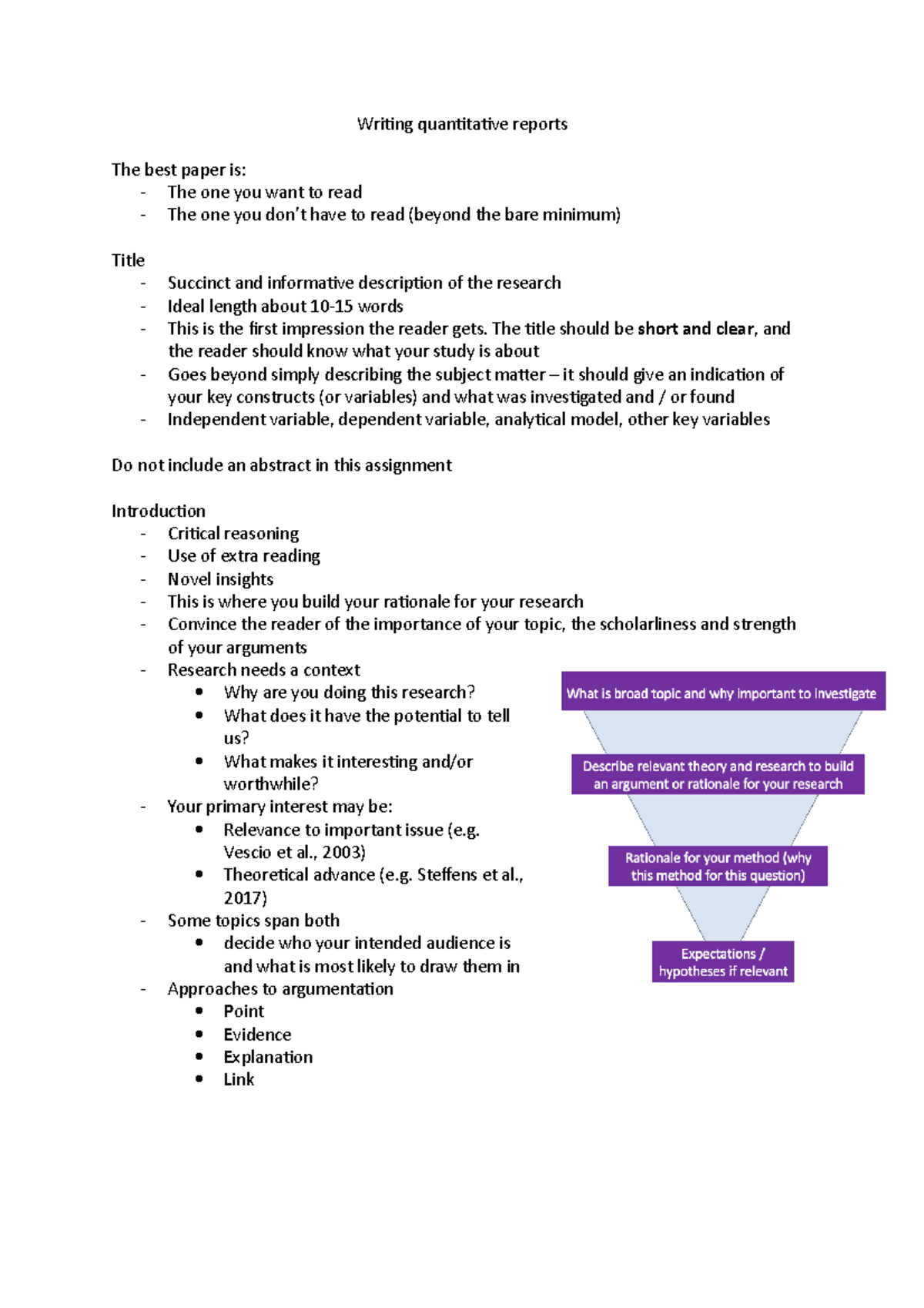 Writing quantitative reports - The title should be short and clear, and ...