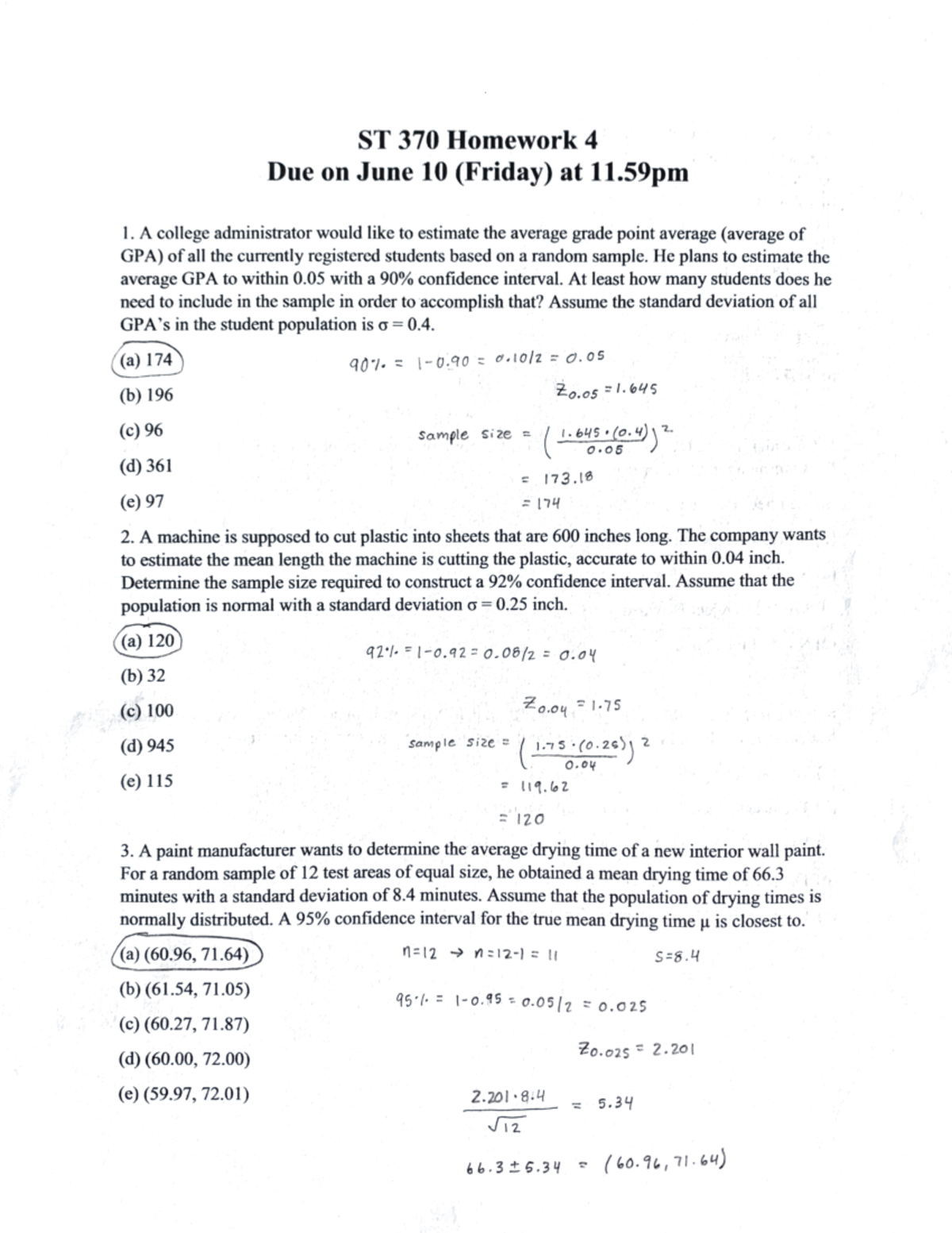 ST 370 Homework 4 - ST 370 - Studocu