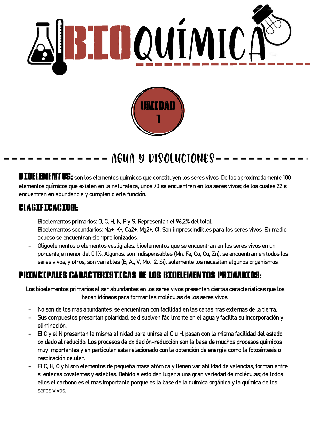 Bioquimica Resumen Bioquímica Primer Año Bioelementos Son Los