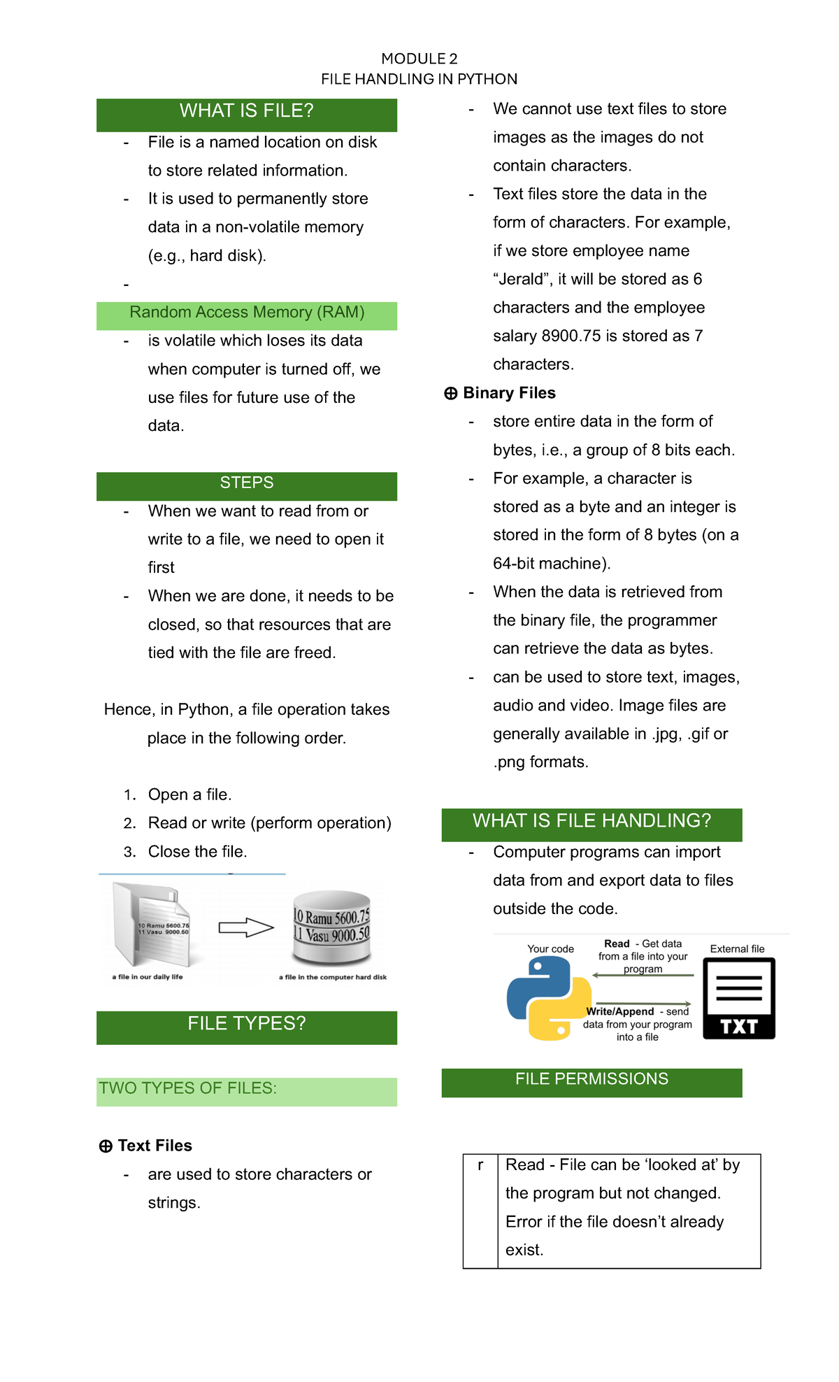File-Handling Reviewer - MODULE 2 FILE HANDLING IN PYTHON WHAT IS FILE ...