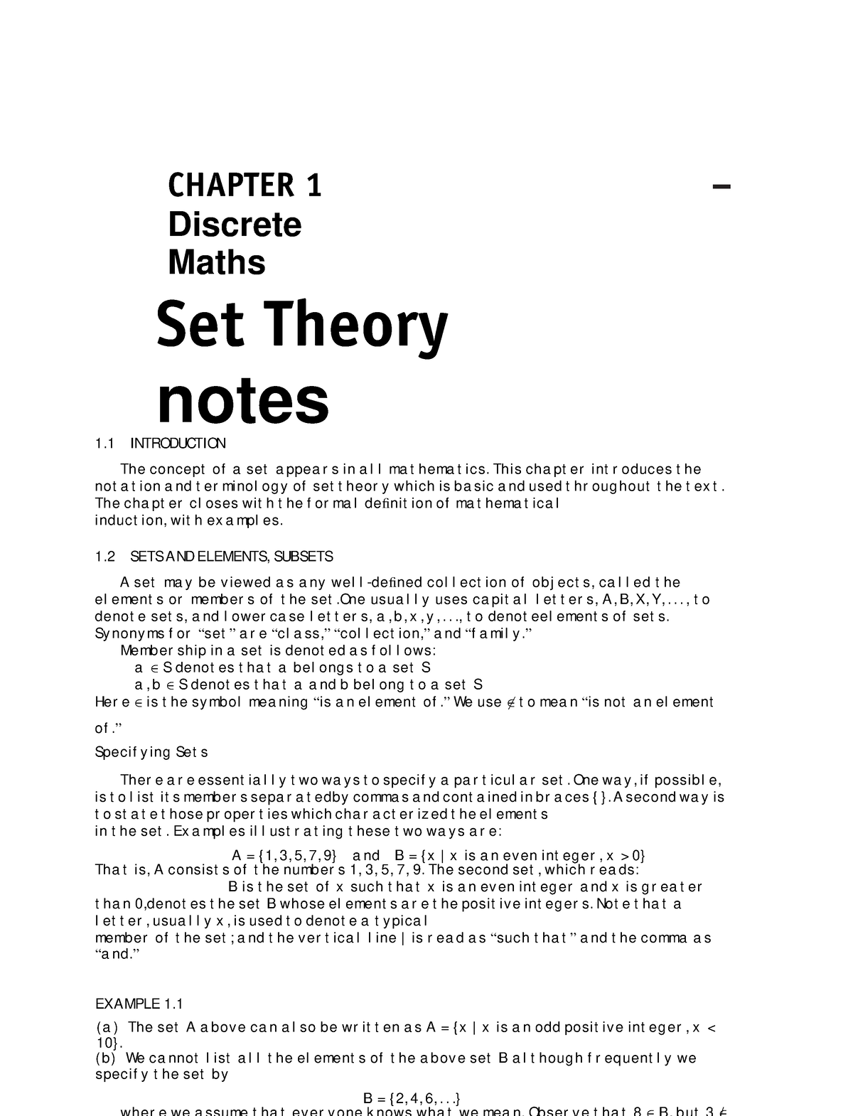 Discrete Maths Chapter 1 And 2 Notes - CHAPTER 1 Discrete Maths Set ...