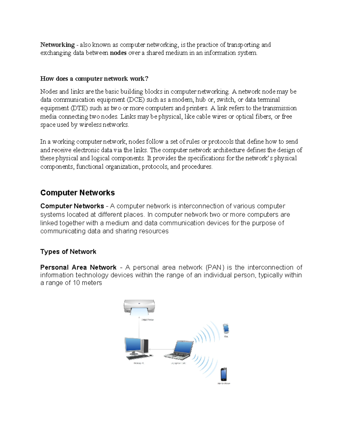 Networking - How does a computer network work? Nodes and links are the ...