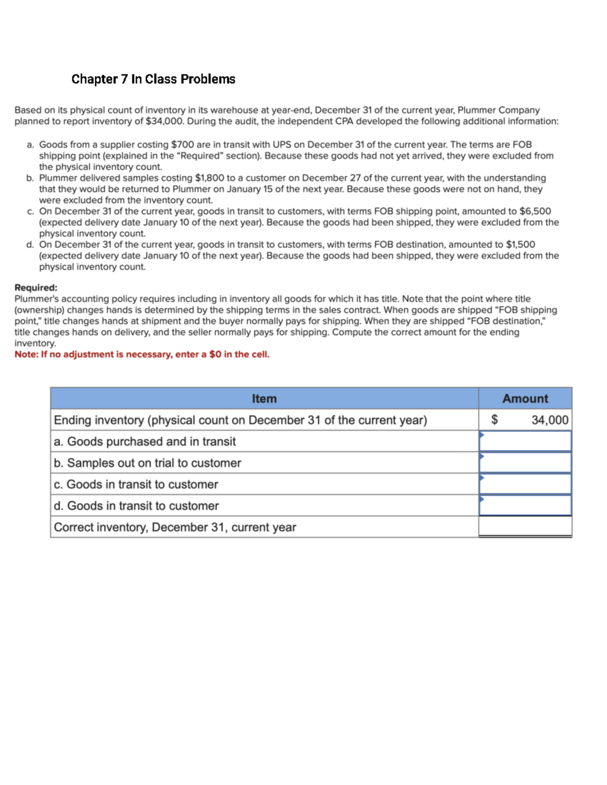 CH 7 Class Practice Problems - Chapter 7 In Class Problems Based On Its ...