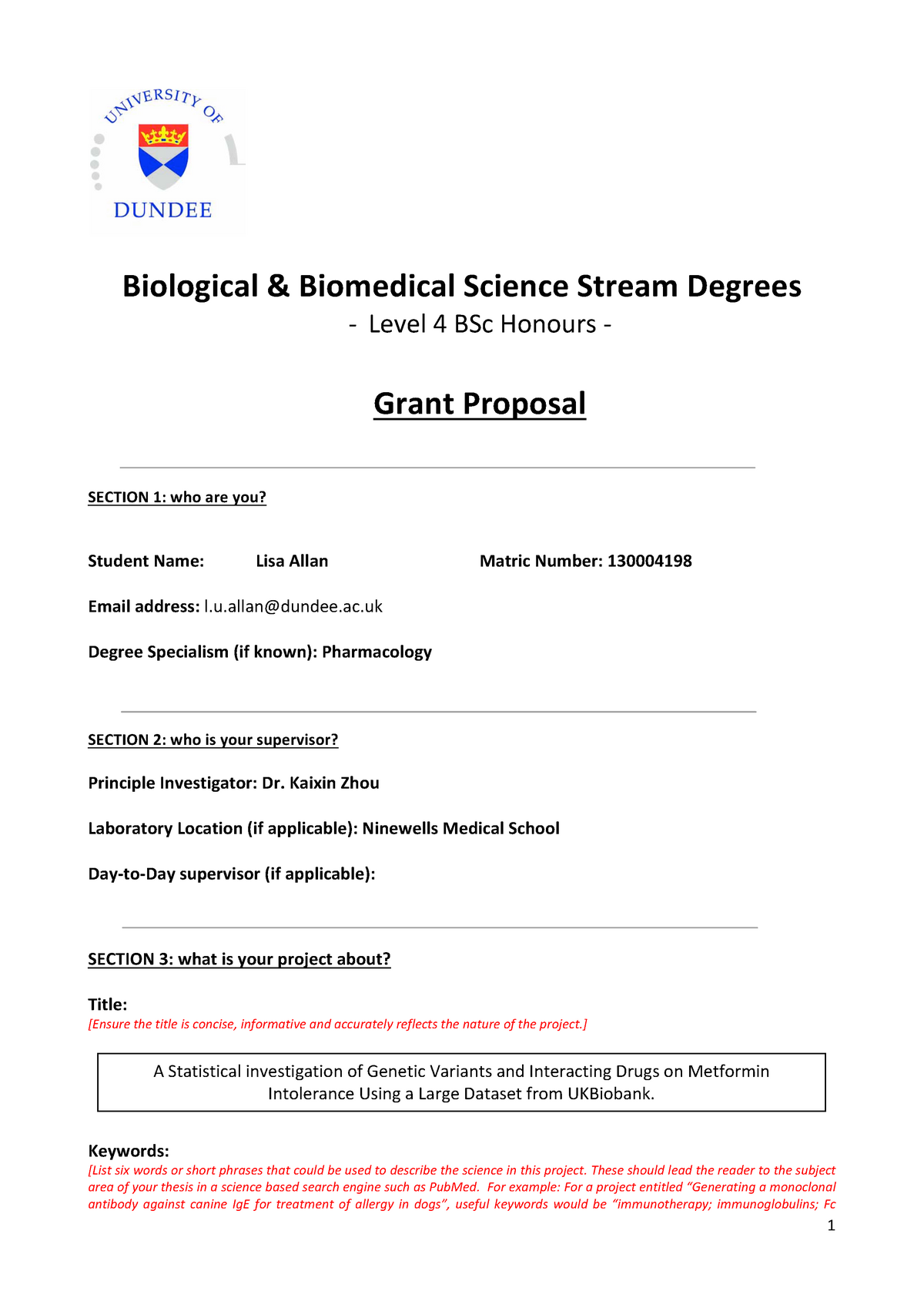 research proposal example biomedical science