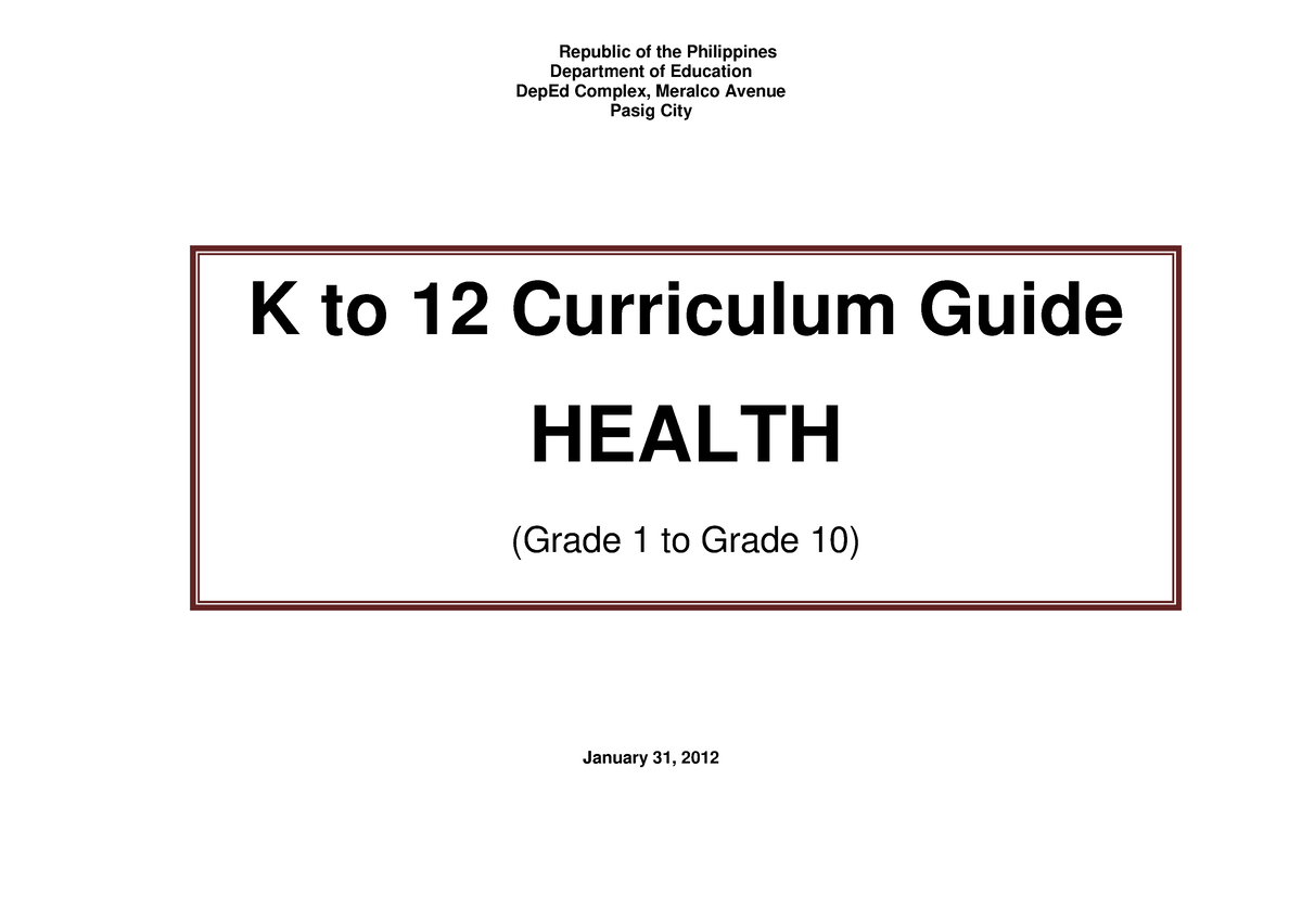 k 12 health education curriculum philippines