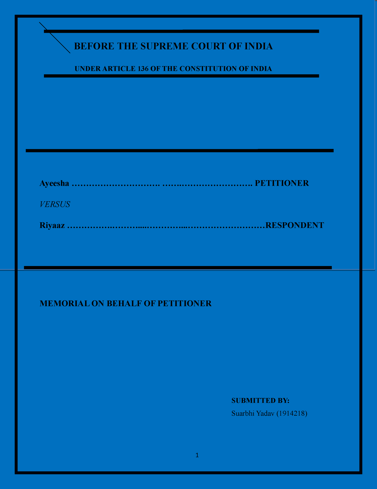 1914218 Cr PCmemorial - BEFORE THE SUPREME COURT OF INDIA UNDER ARTICLE ...