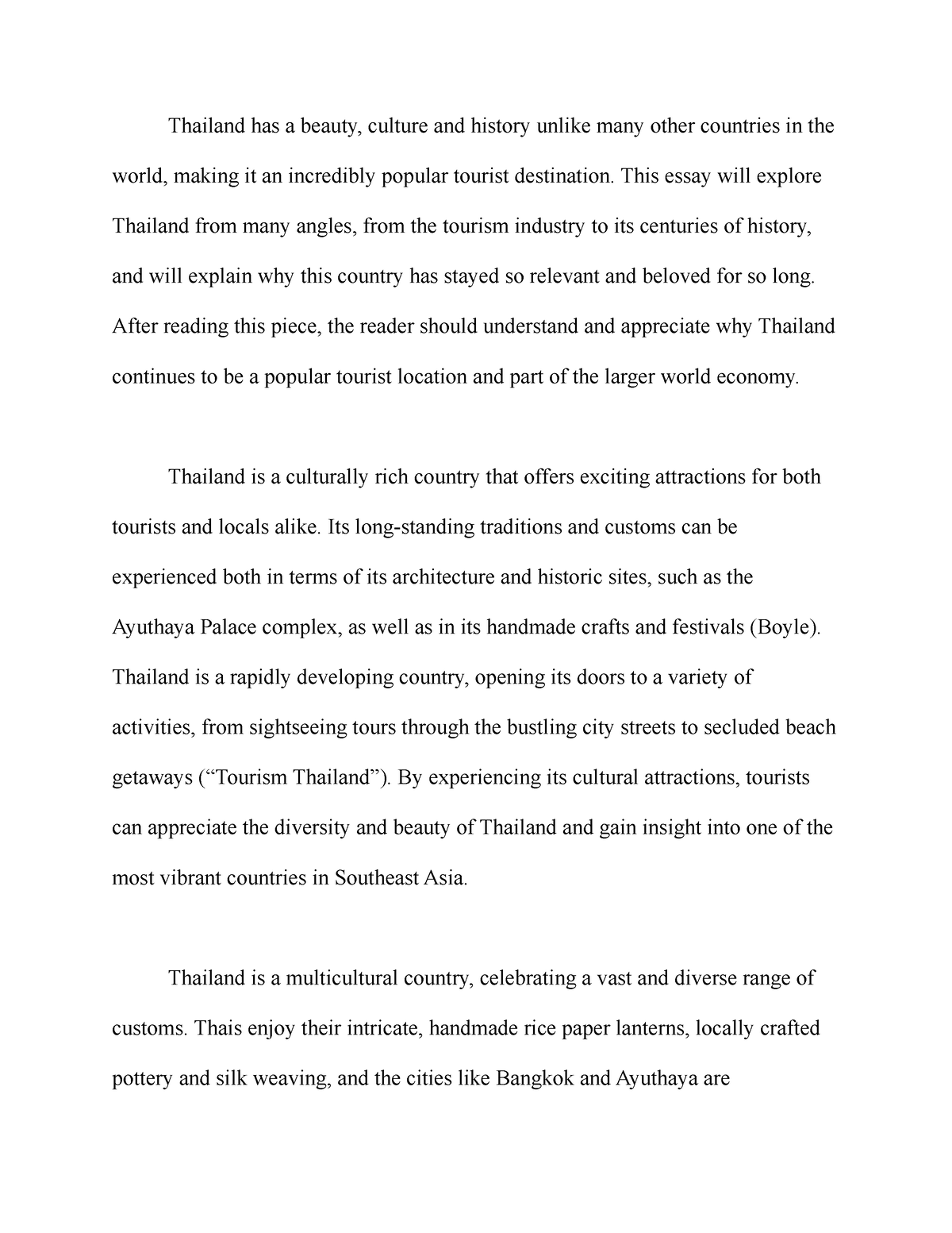 introduction on thailand essay