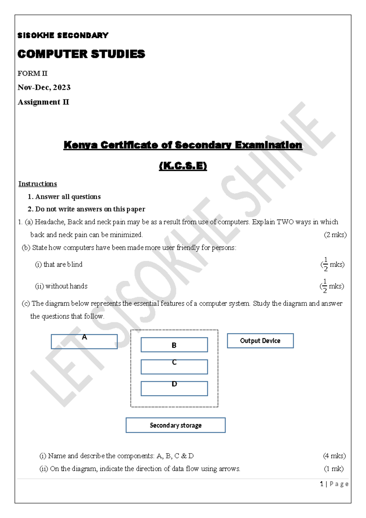 Assignment II - Revision material - SISOKHE SECONDARY COMPUTER STUDIES ...