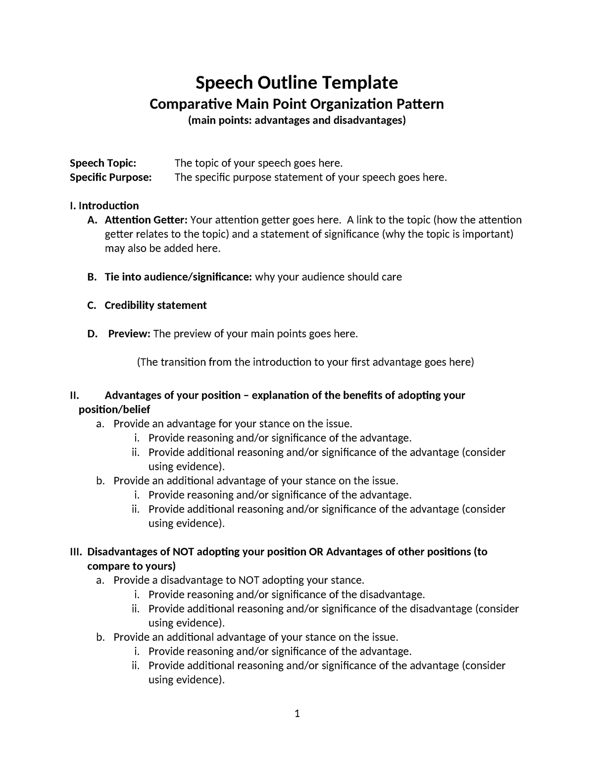 comparative advantage persuasive speech definition