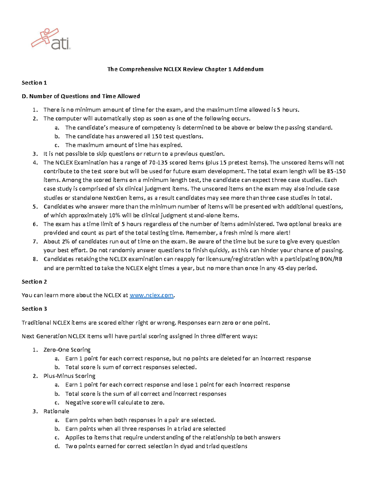 The Comprehensive Nclex Review Book Chapter 1 Addendum 4 The 