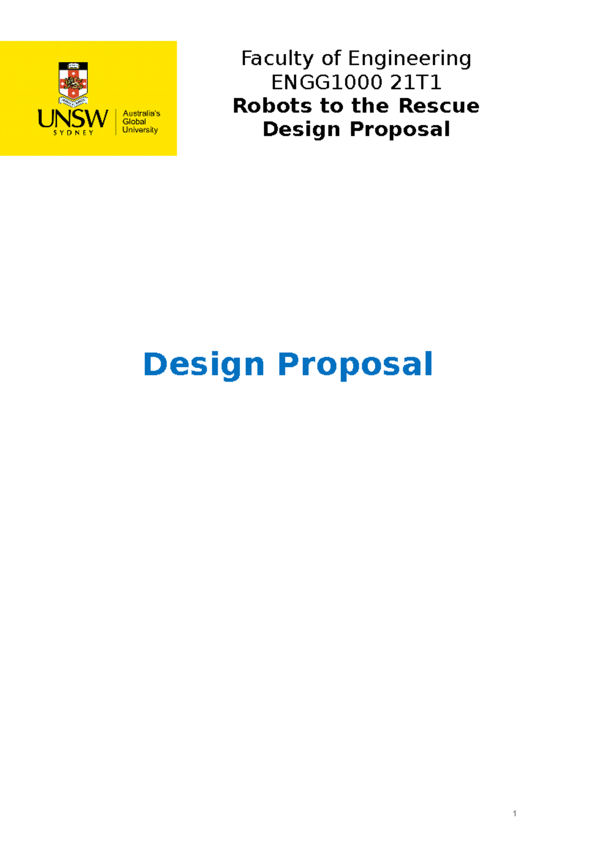 R2R Design Proposal - Design Proposal Faculty of Engineering ENGG1000 ...