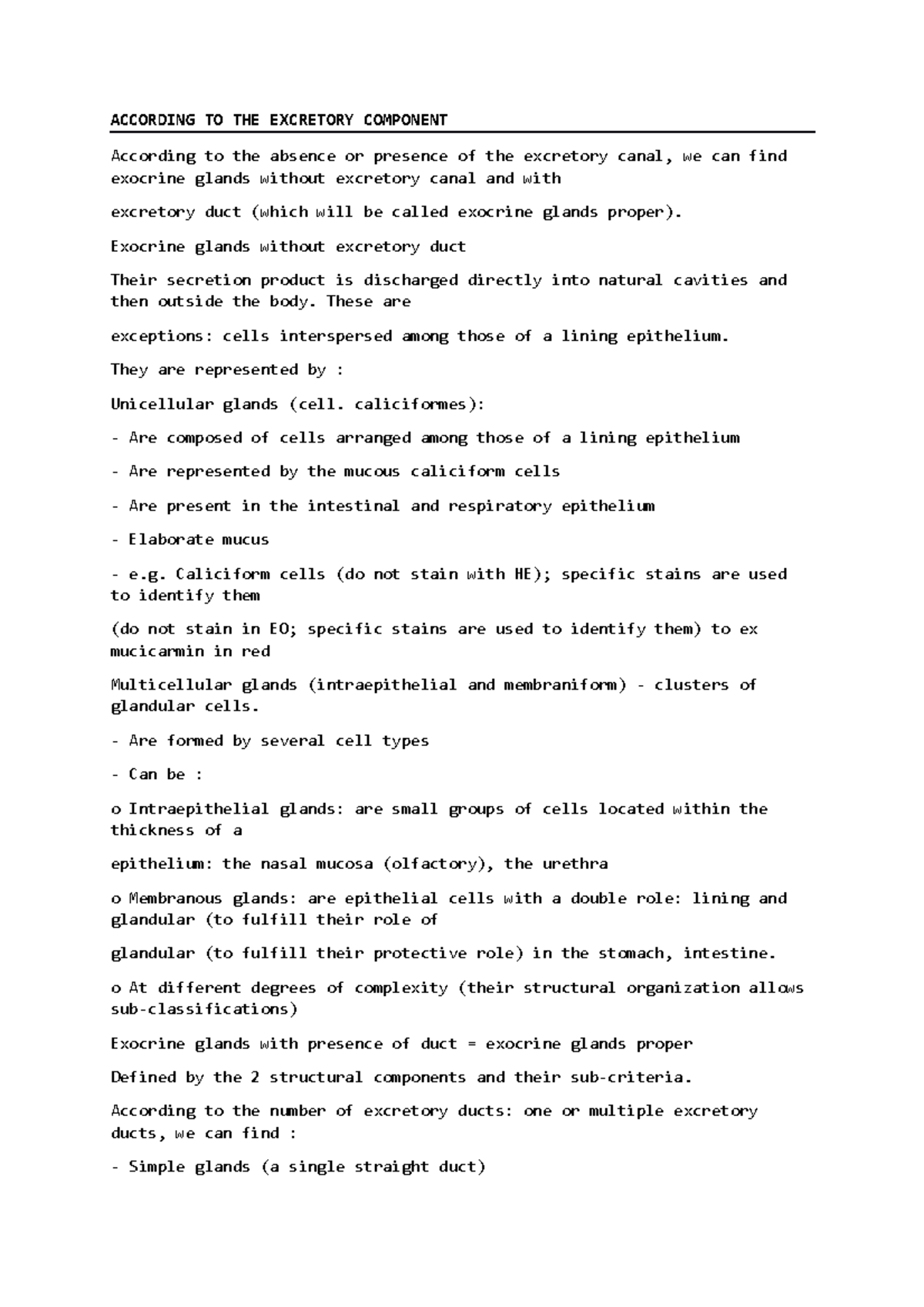 According TO THE Excretory Component - ACCORDING TO THE EXCRETORY ...