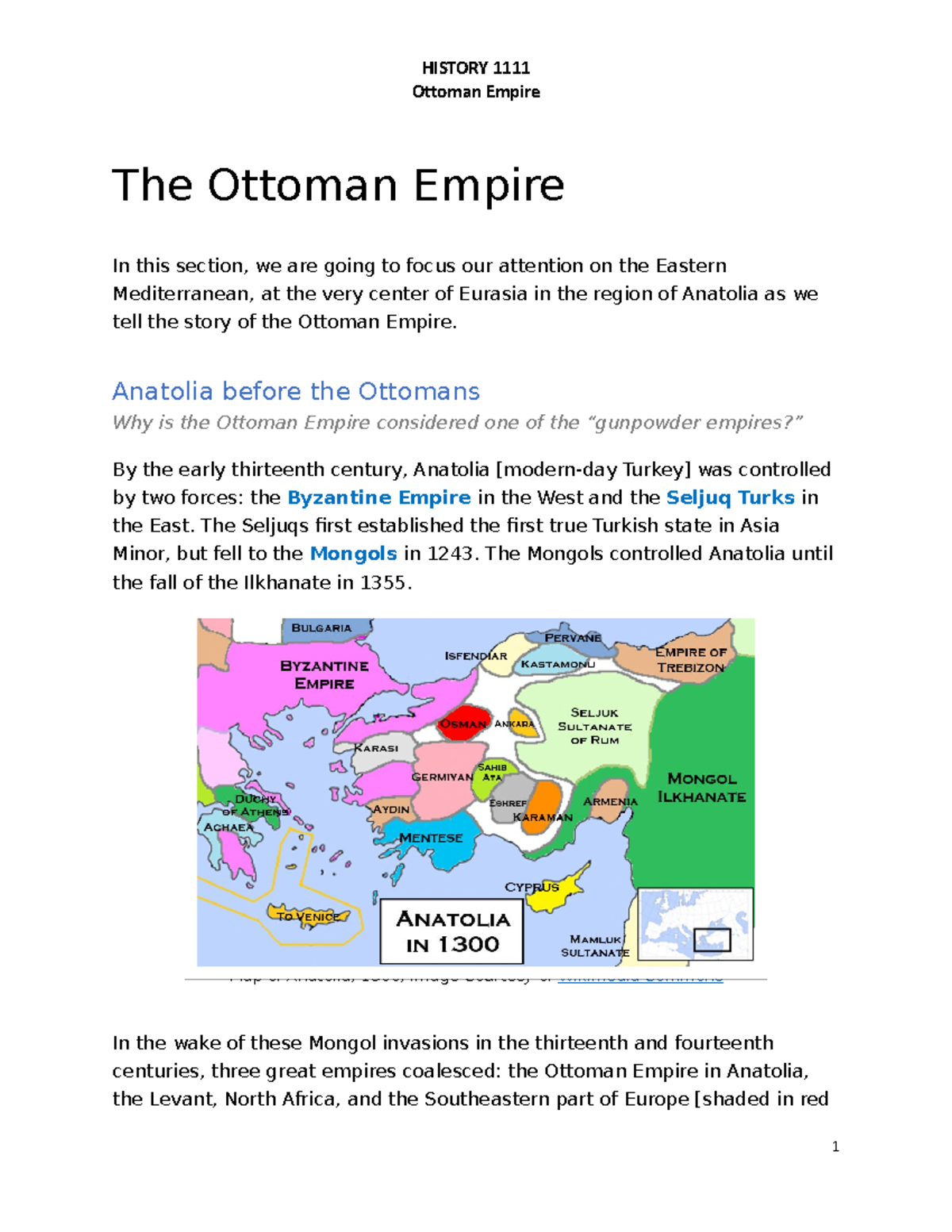 HIST 1112 - Ottoman Empire - Ottoman Empire The Ottoman Empire In this ...