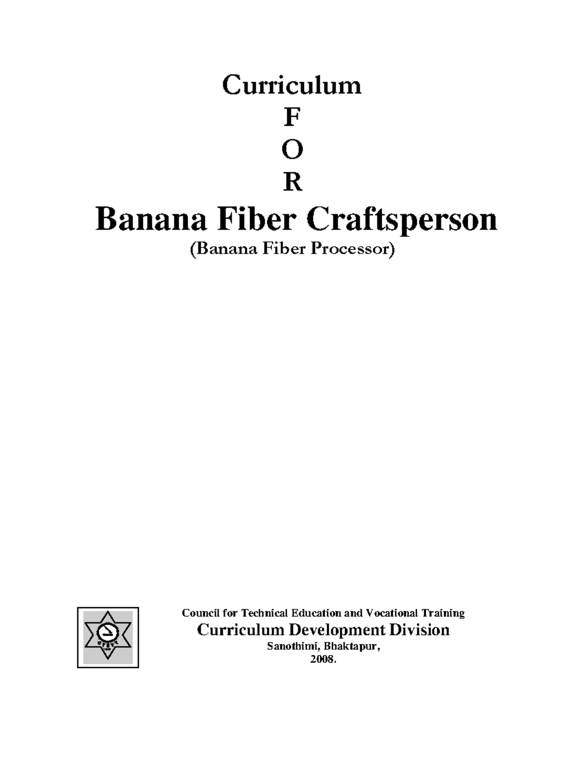 20210309 Banana Fiber Processor, 2008 Curriculum F O R Banana Fiber