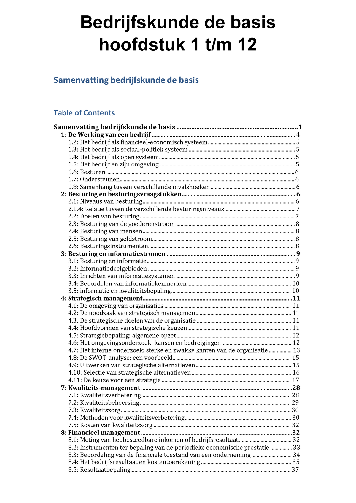 Samenvatting "Samenvatting Bmo" Bedrijfsk - Bedrijfskunde De Basis ...