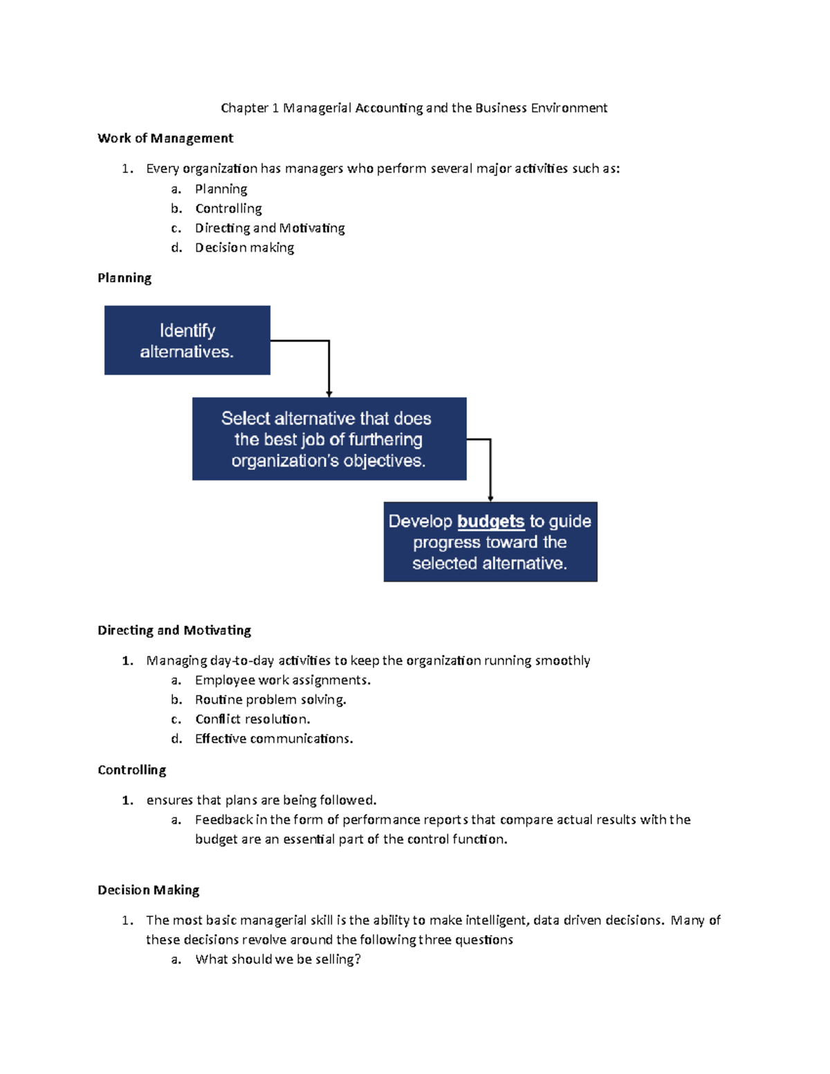 Chapter 1 Managerial Accounting and the Business Environment - Chapter ...
