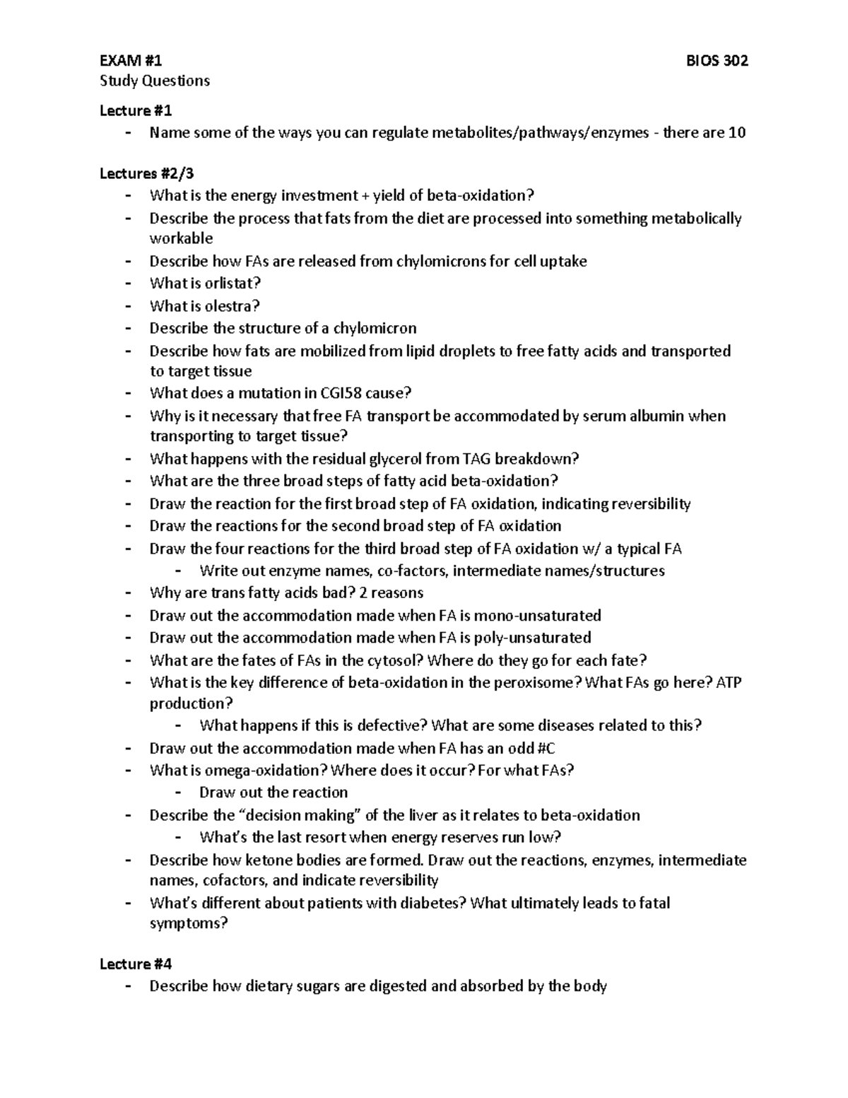 Unit 1 Study Questions - Study Questions Lecture # ⁃ Name some of the ...