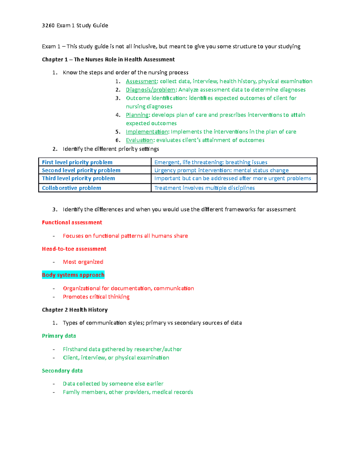 Exam 1 Study Guide - Exam 1 – This Study Guide Is Not All Inclusive ...