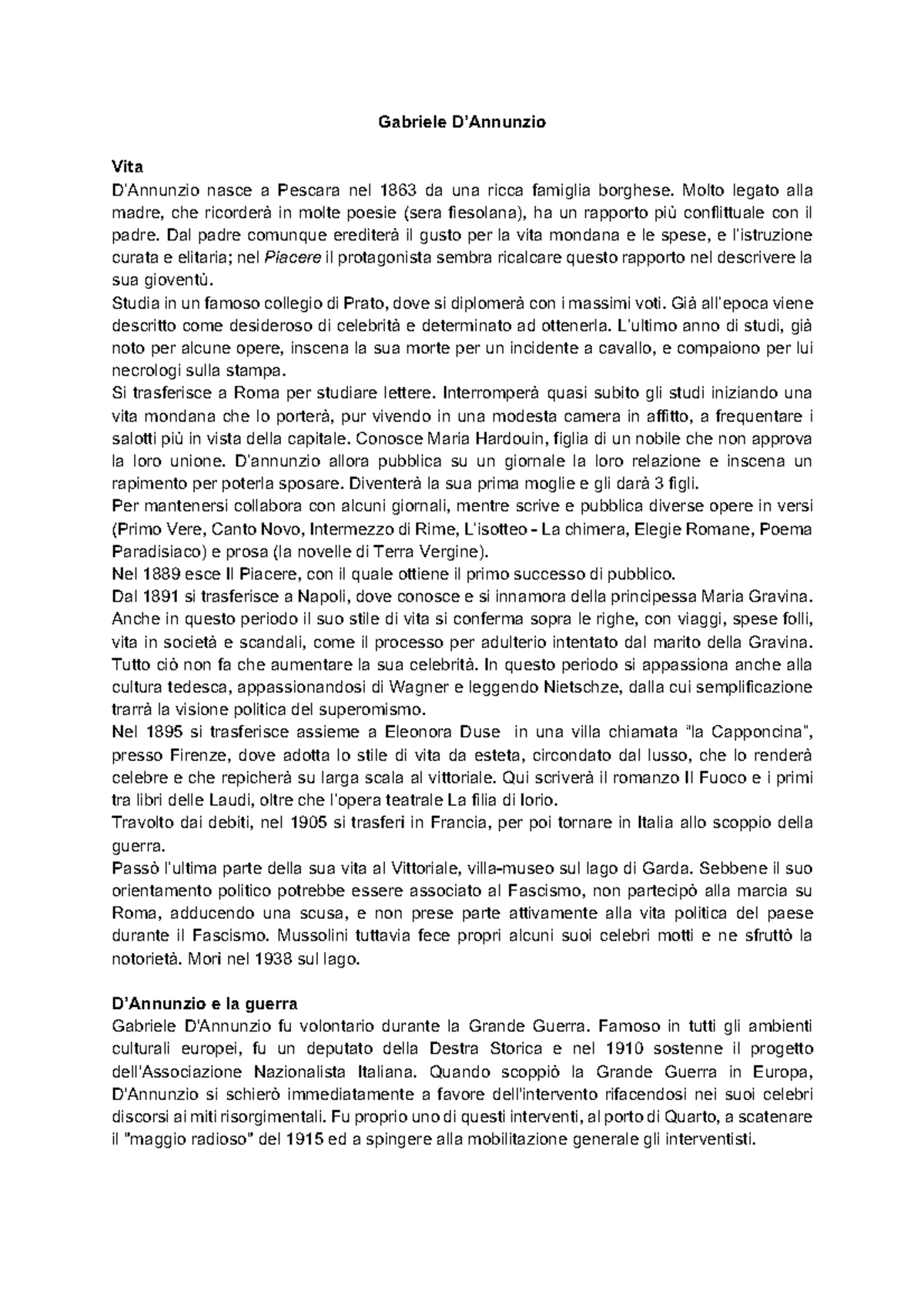 come è morto d annunzio
