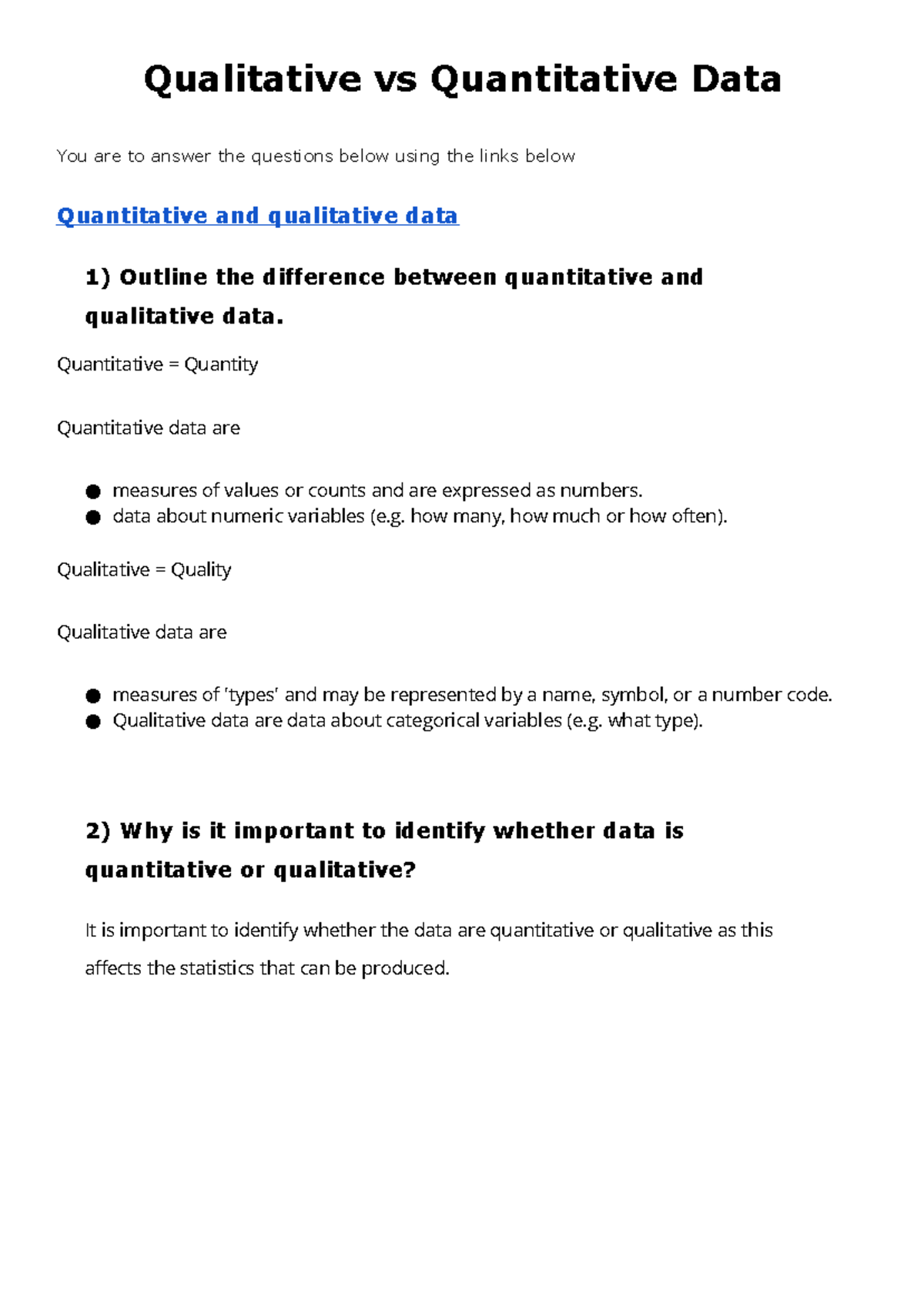 Qualitative Quantitative Worksheet - Qualitative vs Quantitative Data ...