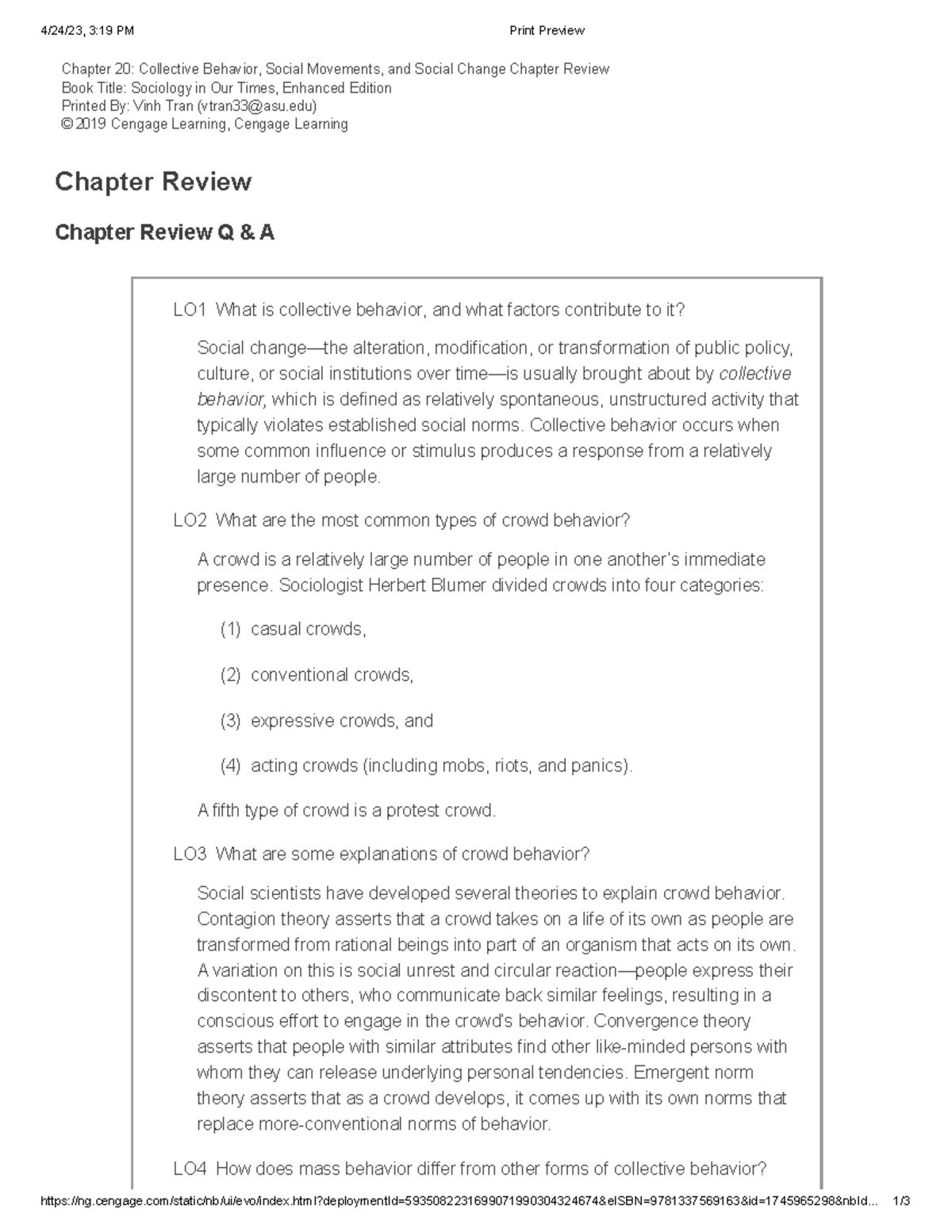 SOC 101 - Ch 20 - This is notes from chapter 20 that relates to the ...
