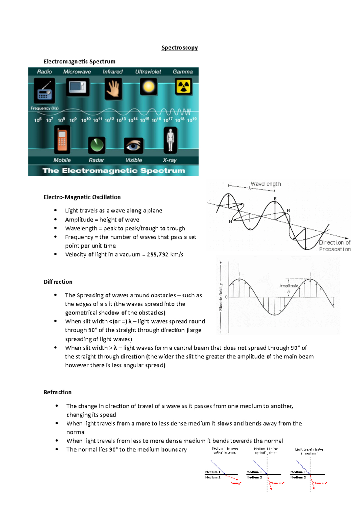 Spectrocopcy - Lecture notes 1 - Spectroscopy Electromagnetic Spectrum ...