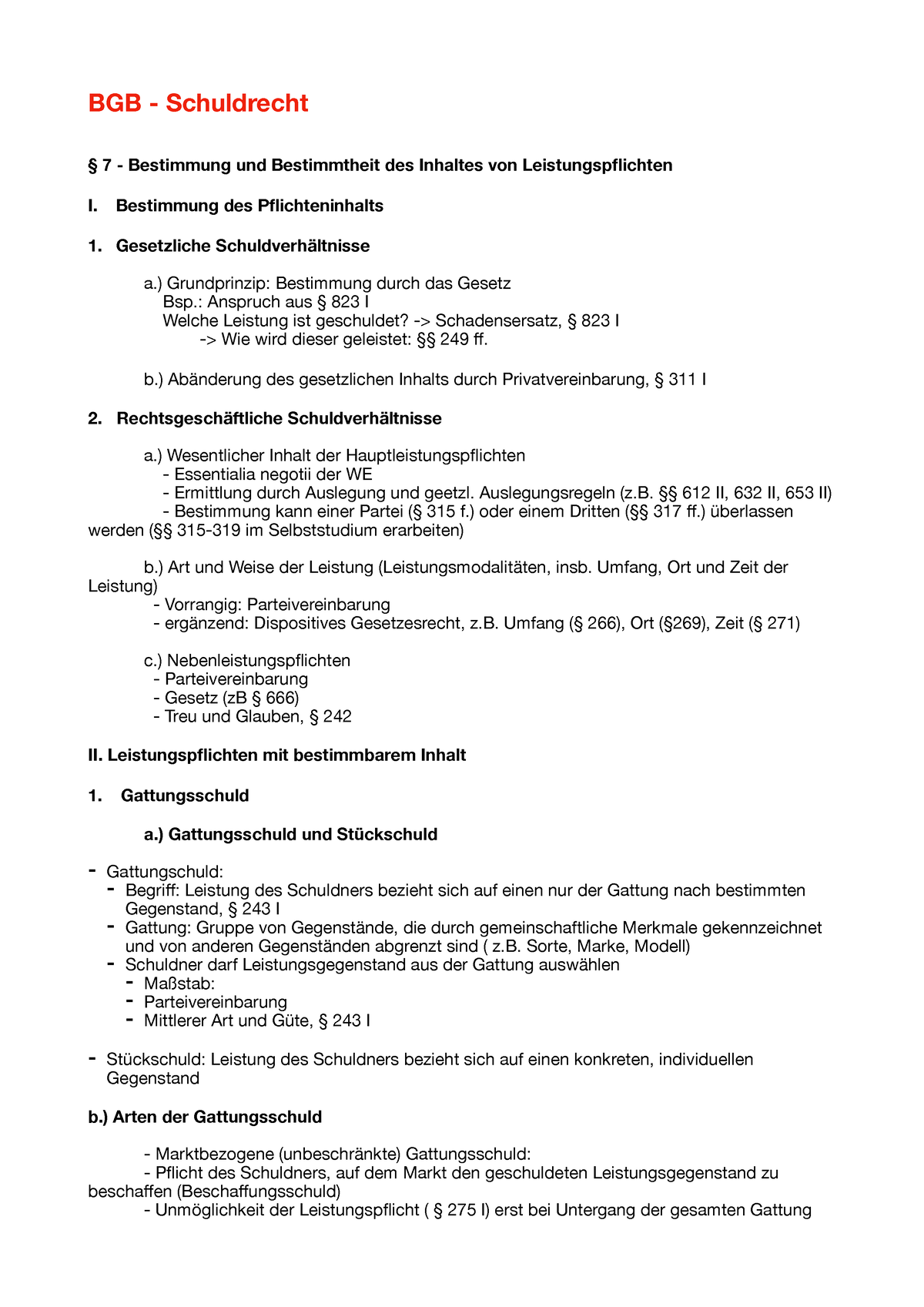 BGB - Schuldrecht - 25 - BGB - Schuldrecht § 7 - Bestimmung Und ...