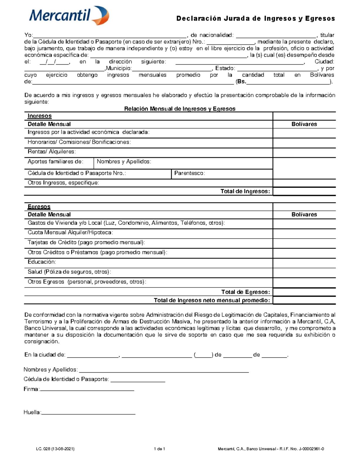 Declaracion jurada de ingresos y egresos 2021 - Declaración Jurada de ...