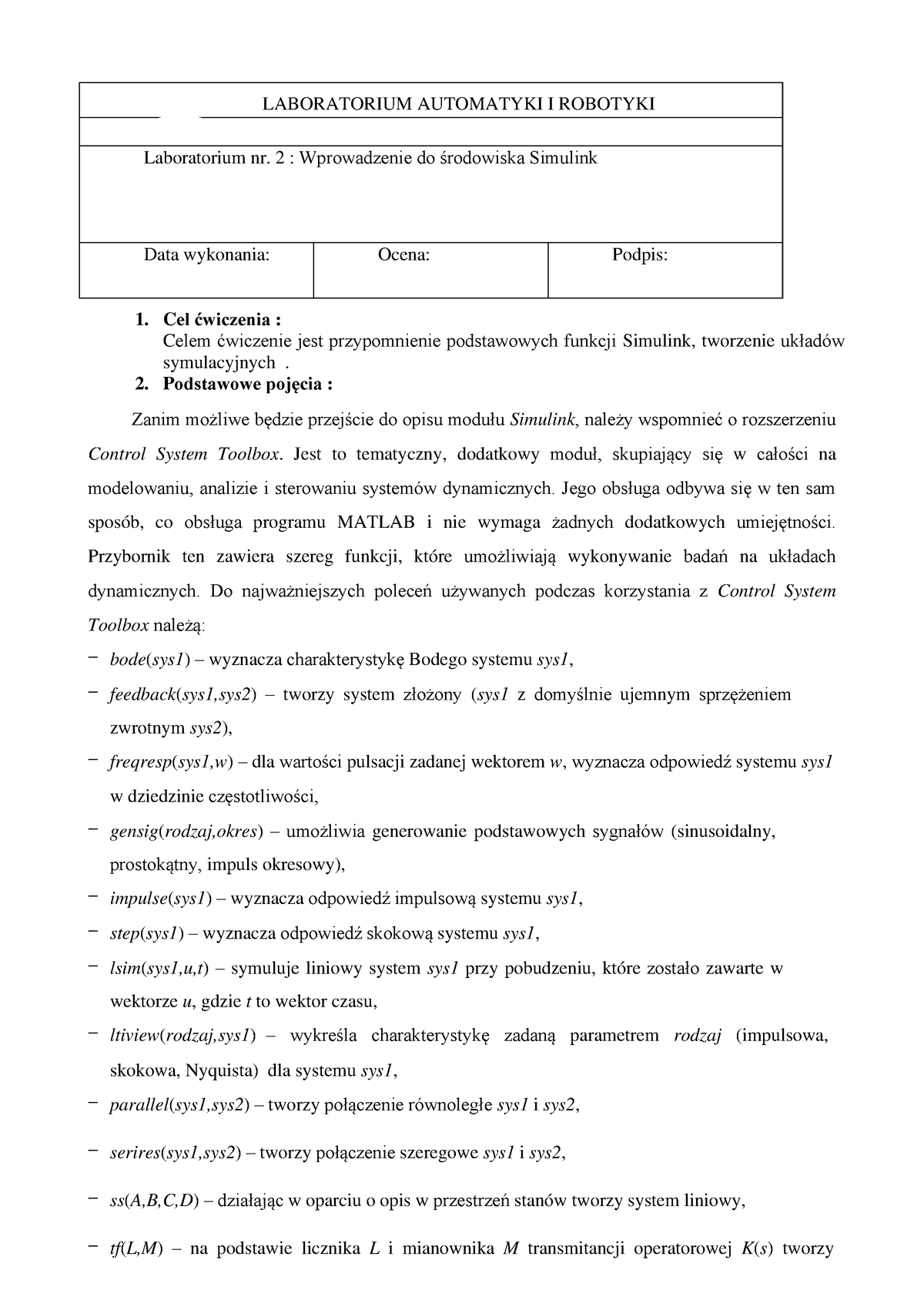 Automatyka Robotyka LAB2 - LABORATORIUM AUTOMATYKI I ROBOTYKI Filipp ...