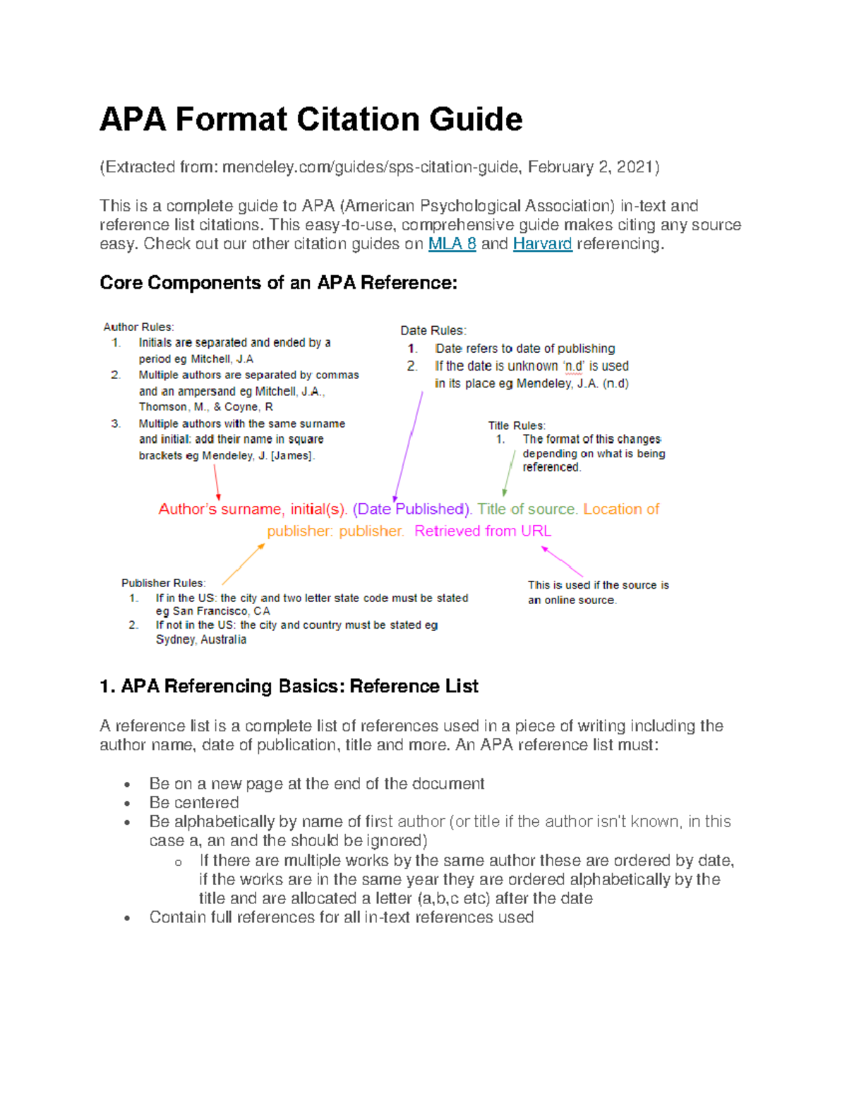 APA Format Citation Guide - APA Format Citation Guide (Extracted from ...