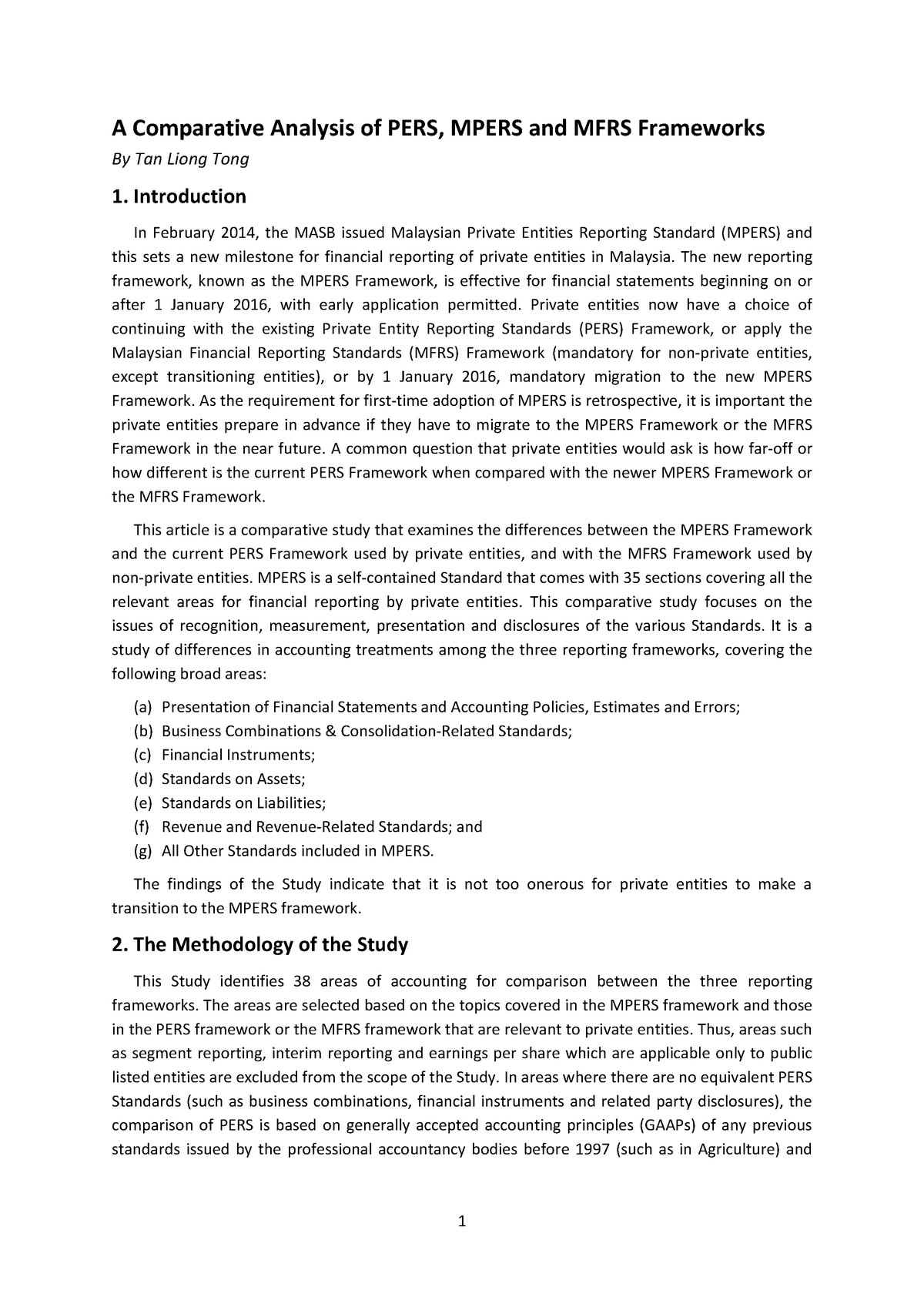 Mpers Article A Comparative Analysis Of Pers Mpers And Mfrs Frameworks Old Studocu