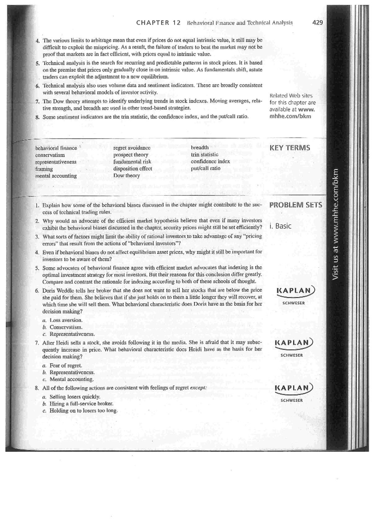 Chapter 12 Exercises - Book questions - CHAPTER 1 2 Behavioral Finance ...