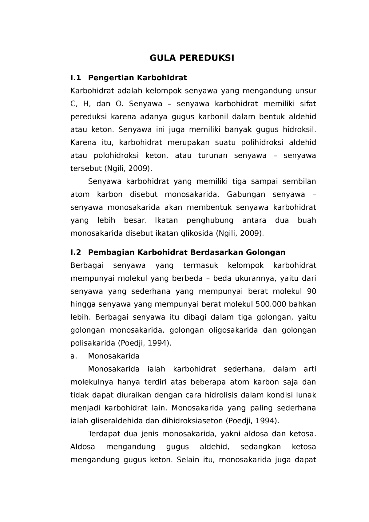 Gula Pereduksi Gula Pereduksi I Pengertian Karbohidrat Karbohidrat