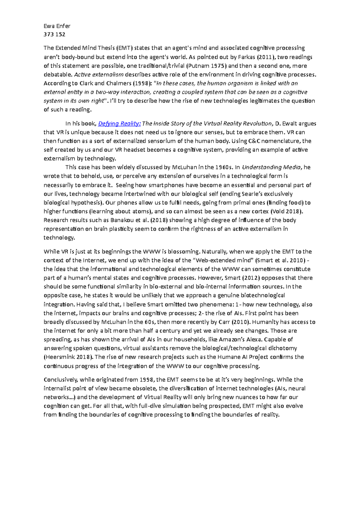Extended Mind Thesis Examples , Persons and the Extended-Mind Thesis ...