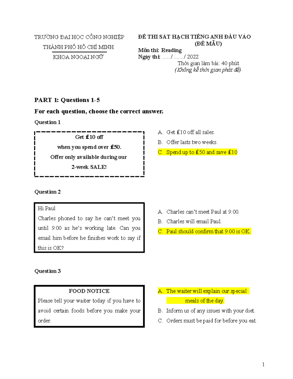 2 -Sample-Reading-Test - TRƯỜNG ĐẠI HỌC CÔNG NGHIỆP THÀNH PHỐ HỒ CHÍ ...