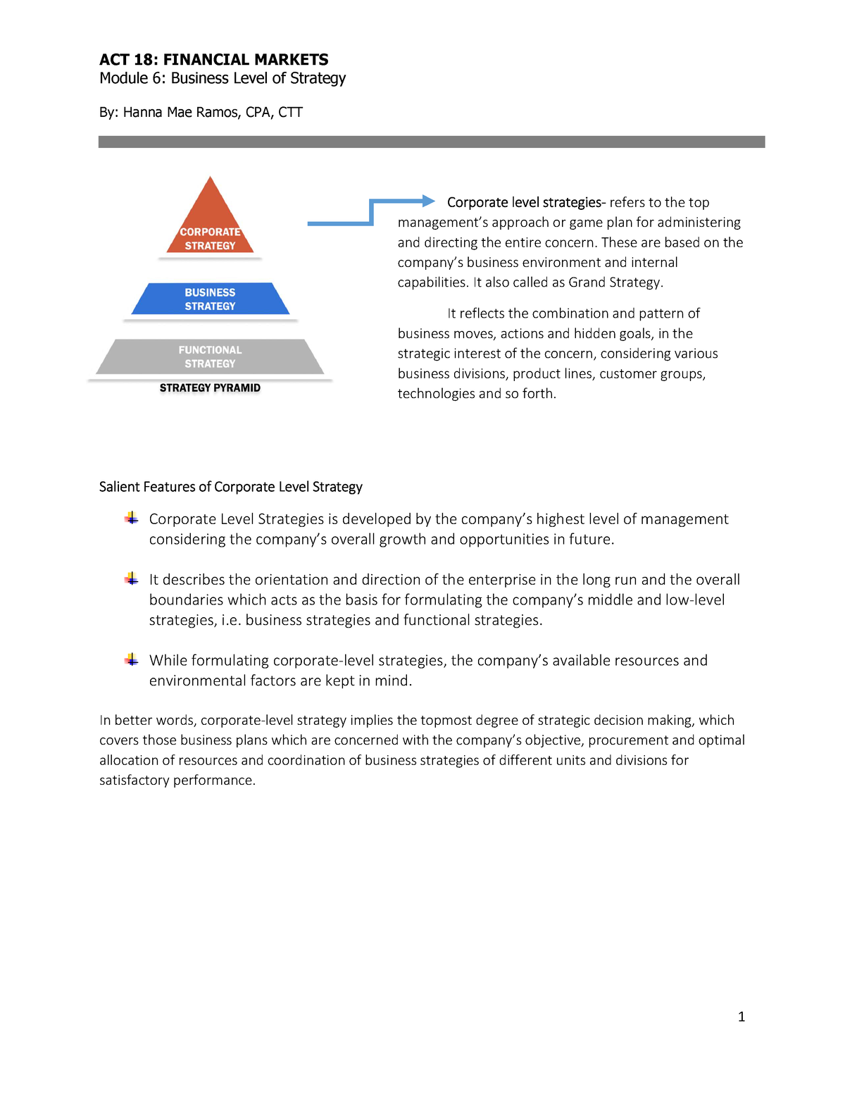 Module 7 - SBA - Notes on SBA - ACT 18: FINANCIAL MARKETS Module 6 ...