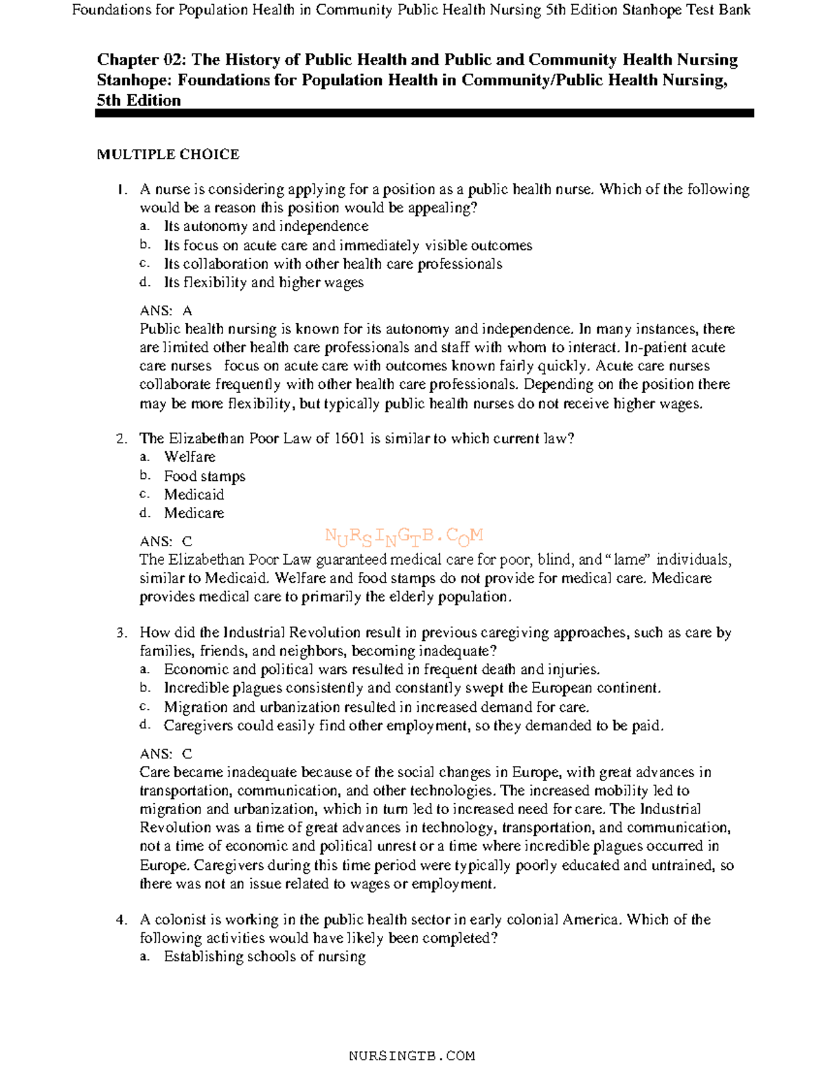 Ch2 - eeeee - NURSINGTB Chapter 02: The History of Public Health and ...