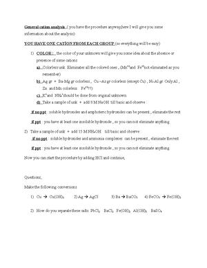 8General Cation procedure experiment - GENERAL CATION (One Cation from ...