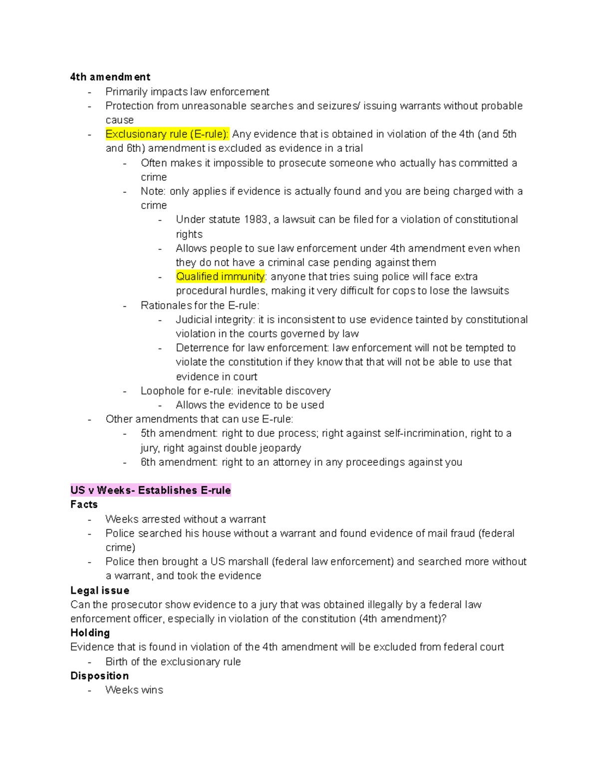 PHIL- US v. Weeks and Mapp v. Ohio - 4th amendment - Primarily impacts ...