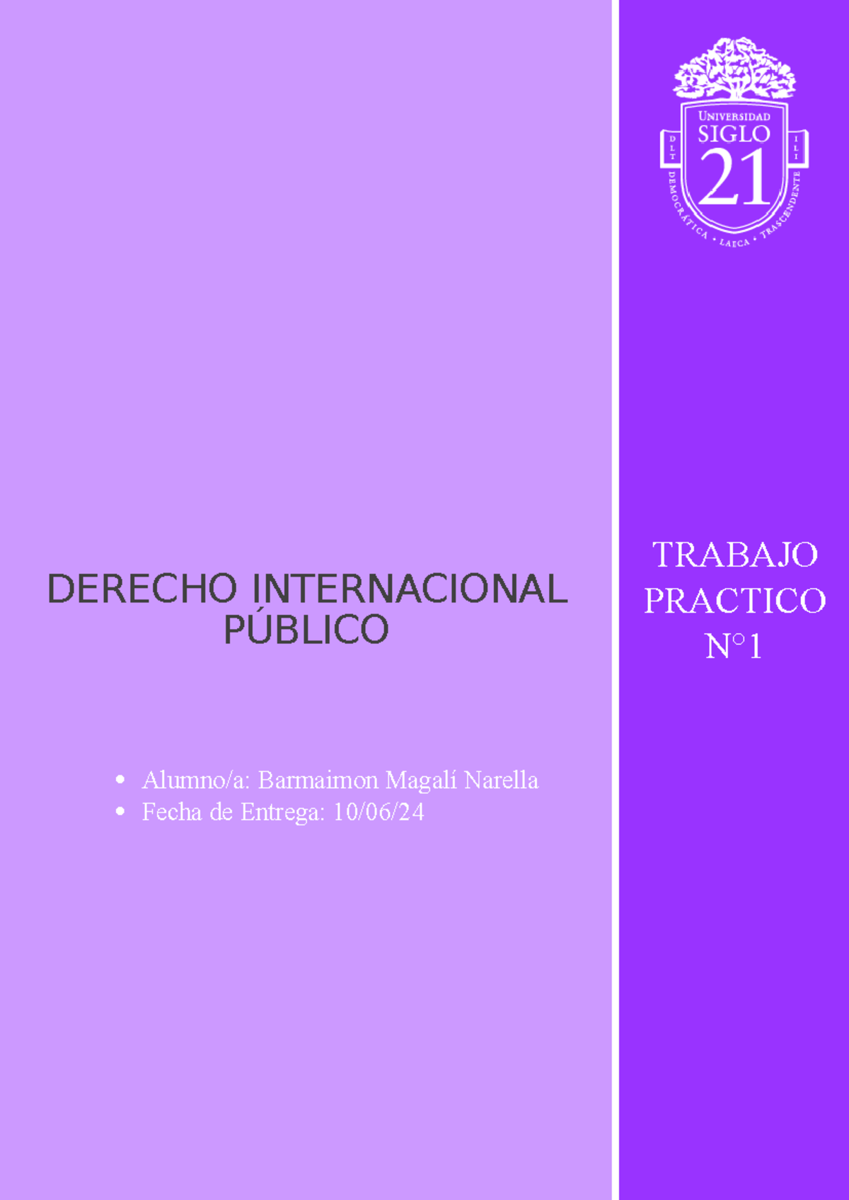 Trabajo Practico 1 Derecho Internacional PÚblico Alumno A Barmaimon