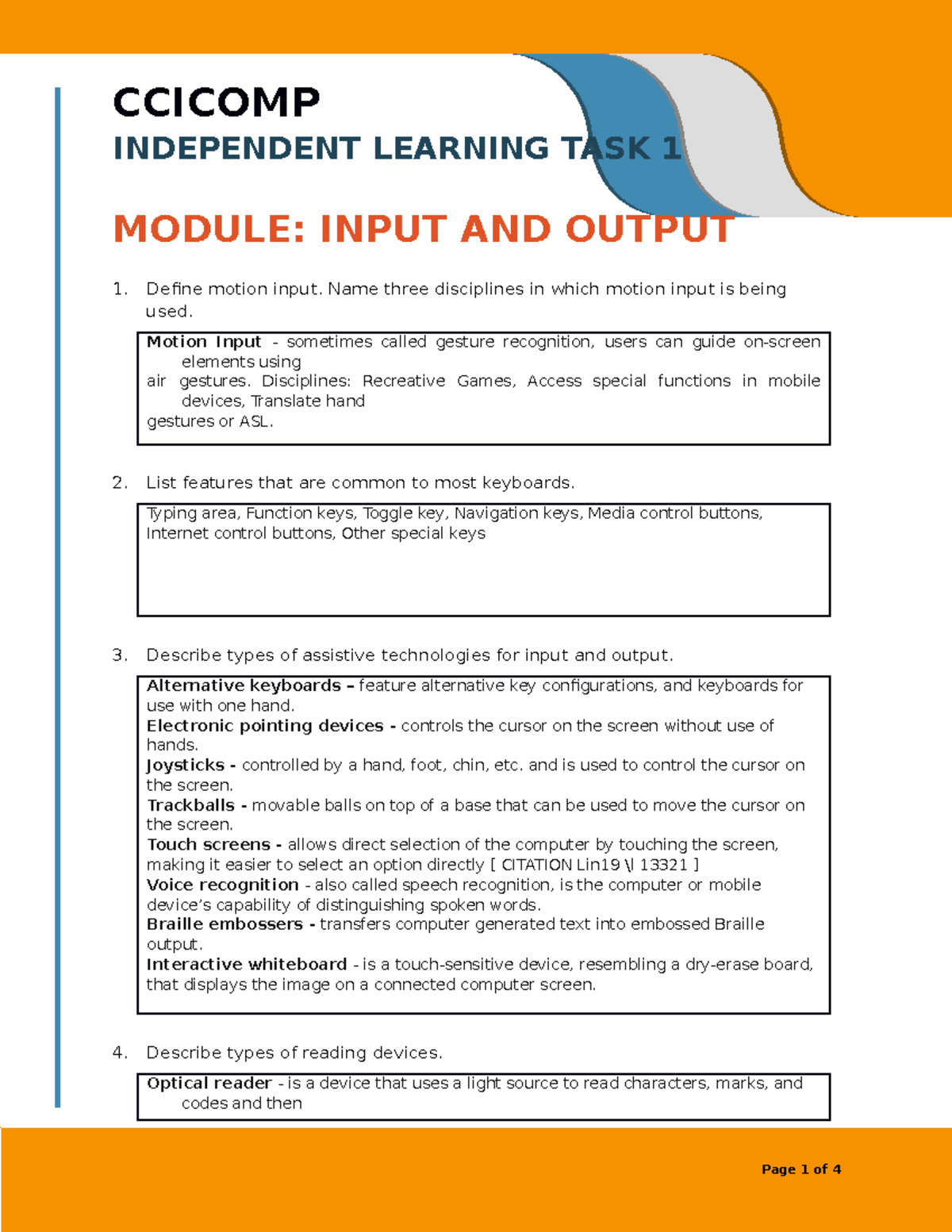 Ccicomp - Independent Learning Task 1 - INDEPENDENT LEARNING TASK 1 ...