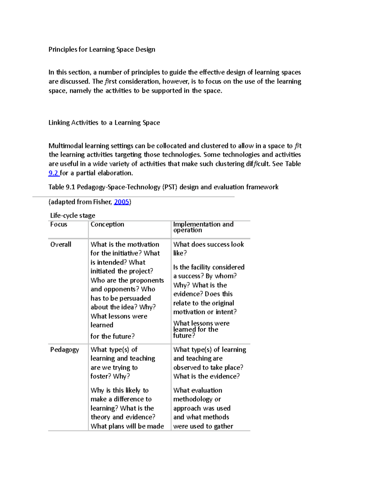 Principles for Learning Space Design - The first consideration, however ...