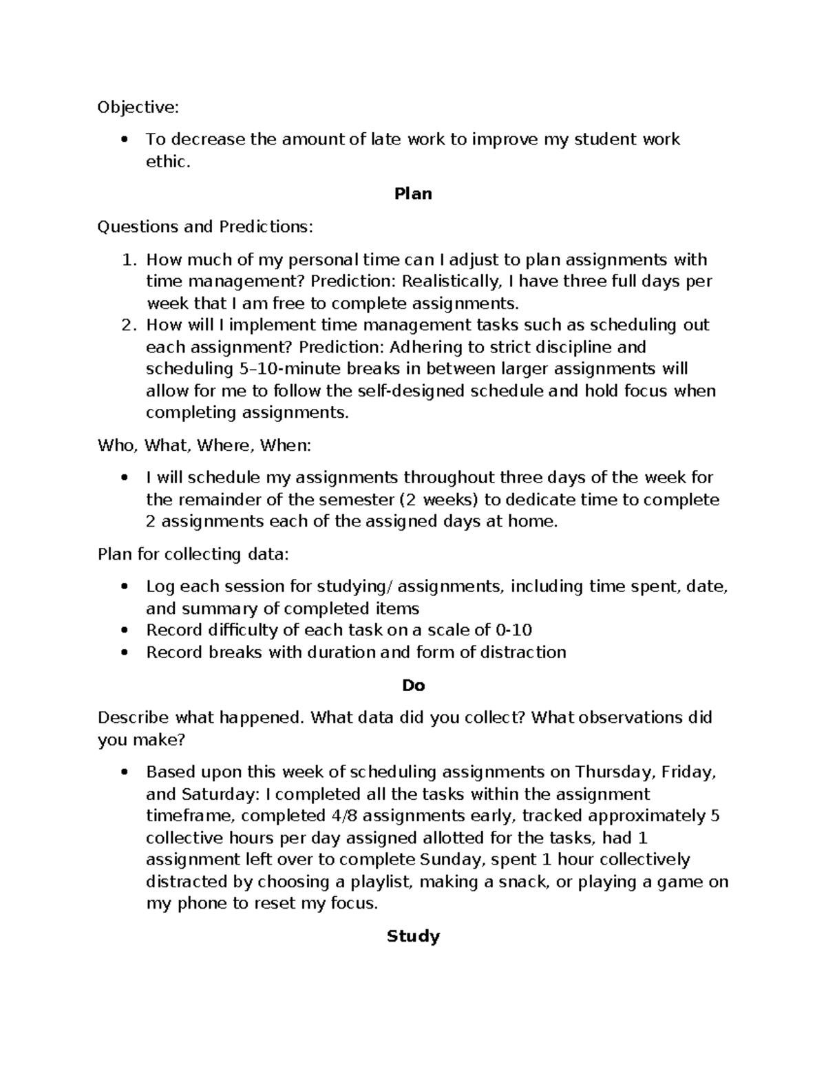 NUR 358 QI Tool PDSA - PDSA Tool completed without the PDF fill-in ...