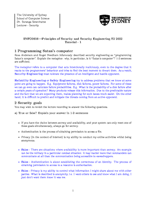 Tutorial 5 solutions - Tut sol - The University of Sydney School of ...