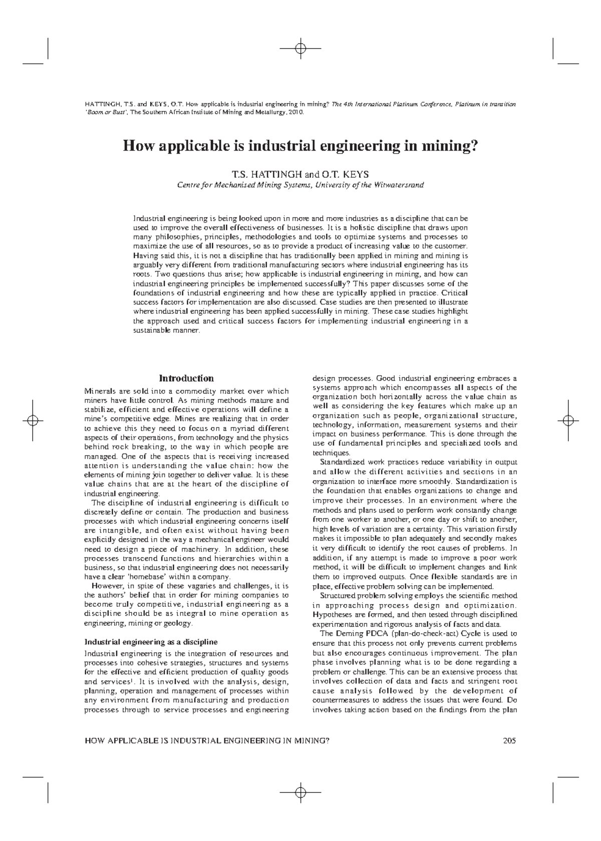 02. How applicable is industrial engineering in mining (Article) author ...