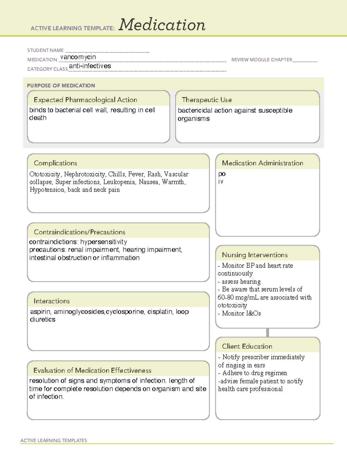 Vancomycin - Pharm Medication - 2280 - Mdc - Studocu