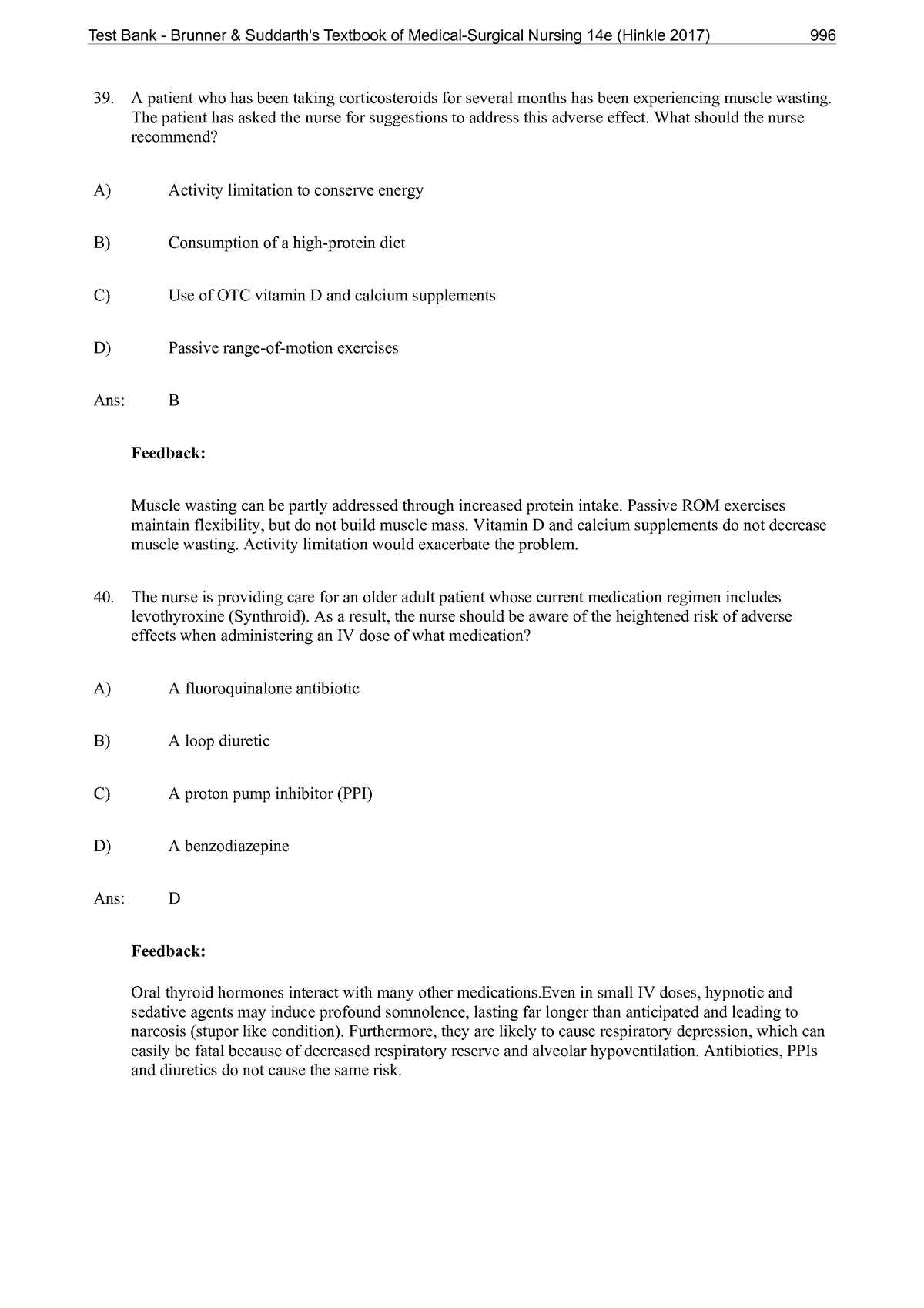 Testbank OF Brunner AND Suddarth'S Textbook OF Medical- Surgical ...