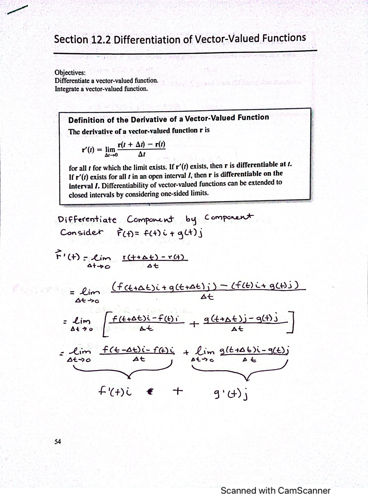 Calculus 3 12.2 notes - Math260 - Studocu