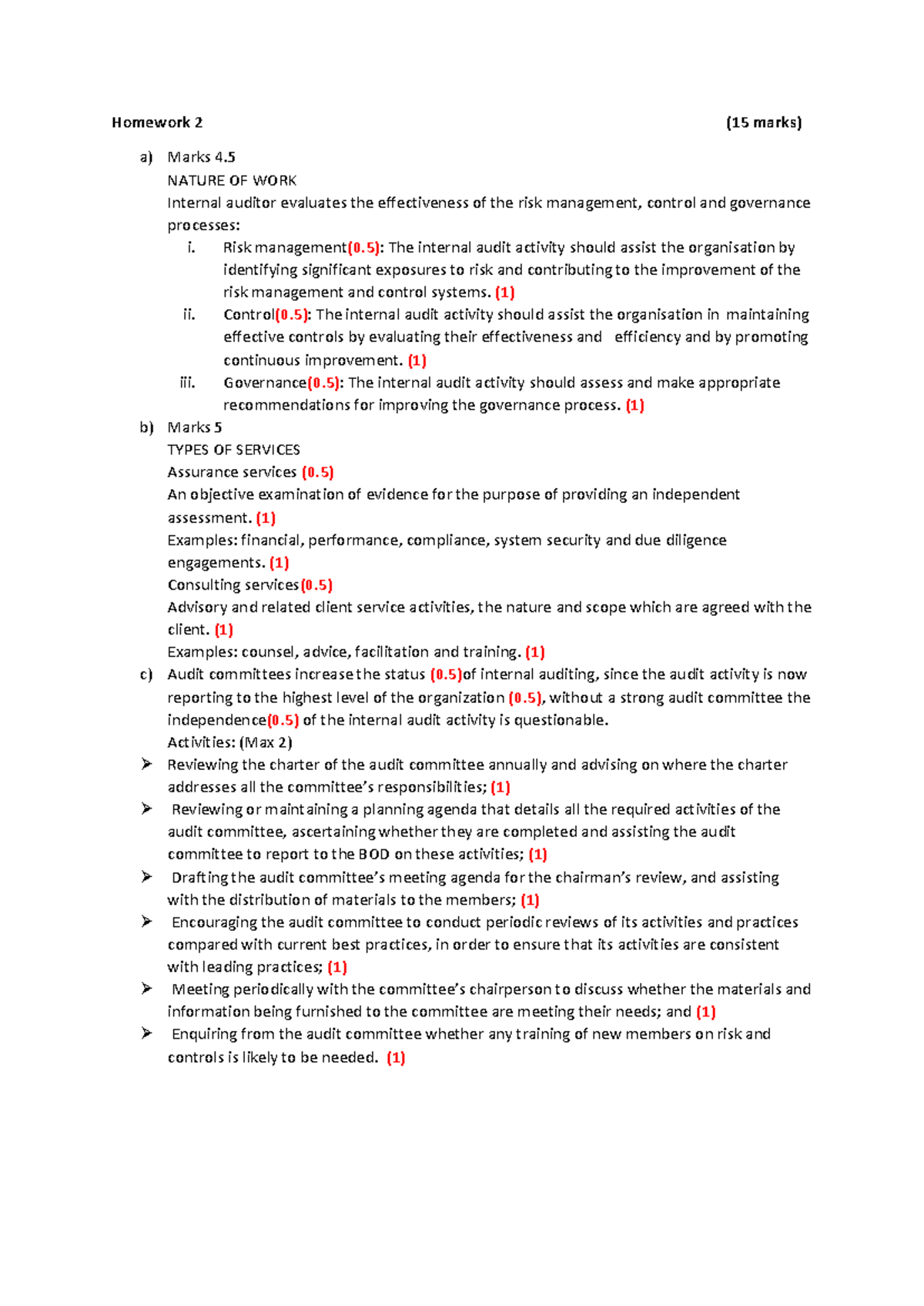 Homework 2 solution - Homework 2 (15 marks) a) Marks 4. NATURE OF WORK ...