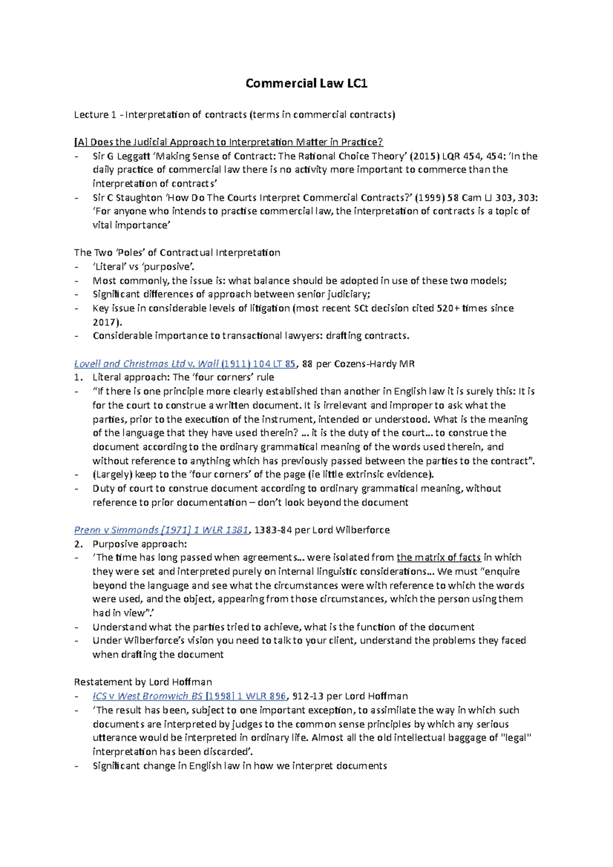 Commercial LC1 - Detailed Lecture And Reading Notes - Commercial Law LC ...